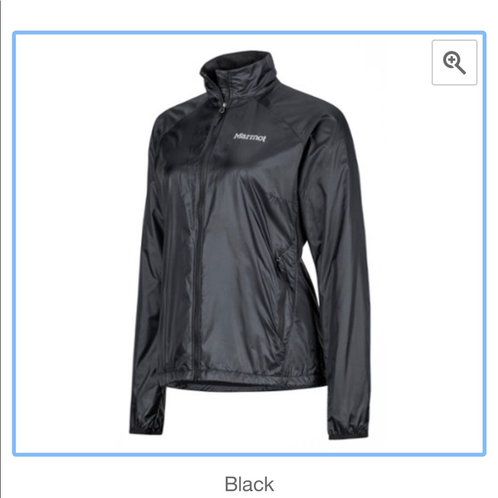 NWOT Marmot black rain windbreaker zip front DriClime shell windshirt jacket